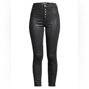 7 For All Mankind High Rise Coated Skinny Jeans in black b(air)